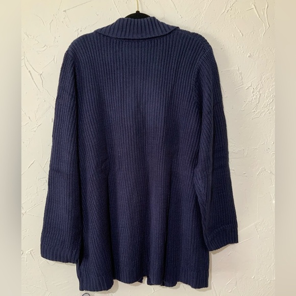 Woman Within Shawl Collar Shaker Knit Navy Blue Sweater Sz Large (18-20) - Picture 7 of 8
